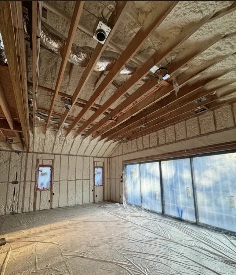 Interior walls and ceiling insulated with spray foam during new construction in Jacksonville